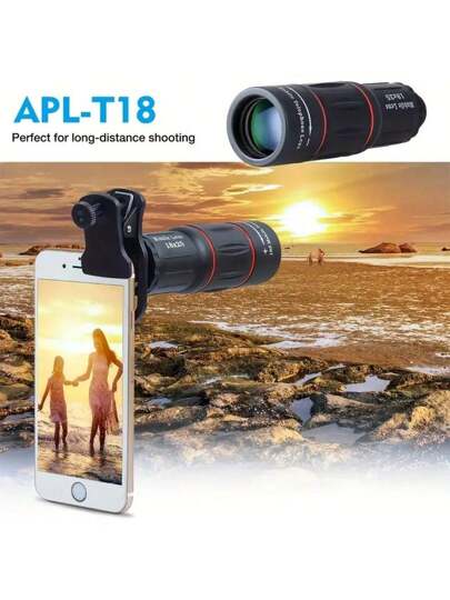 (APEXEL 18X de 10 cm) Lente de telescopico de zoom monocular 3,93 pulgadas para acampar, cazar, ver deportes. Compatible con la mayoría de teléfonos inteligentes, incluyendo iPhone / Samsung / Xiaomi. - Apexel