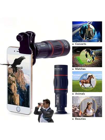 (APEXEL 18X de 10 cm) Lente de telescopico de zoom monocular 3,93 pulgadas para acampar, cazar, ver deportes. Compatible con la mayoría de teléfonos inteligentes, incluyendo iPhone / Samsung / Xiaomi. - Apexel