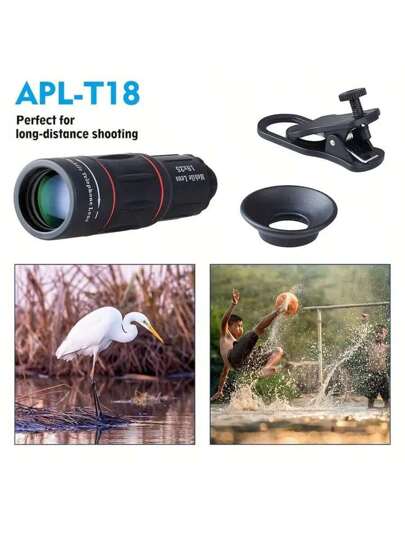 (APEXEL 18X de 10 cm) Lente de telescopico de zoom monocular 3,93 pulgadas para acampar, cazar, ver deportes. Compatible con la mayoría de teléfonos inteligentes, incluyendo iPhone / Samsung / Xiaomi. - Apexel