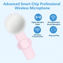 (Tipo-C) 2 microfonos pareja Lavalier inalambrico Rosado recargable