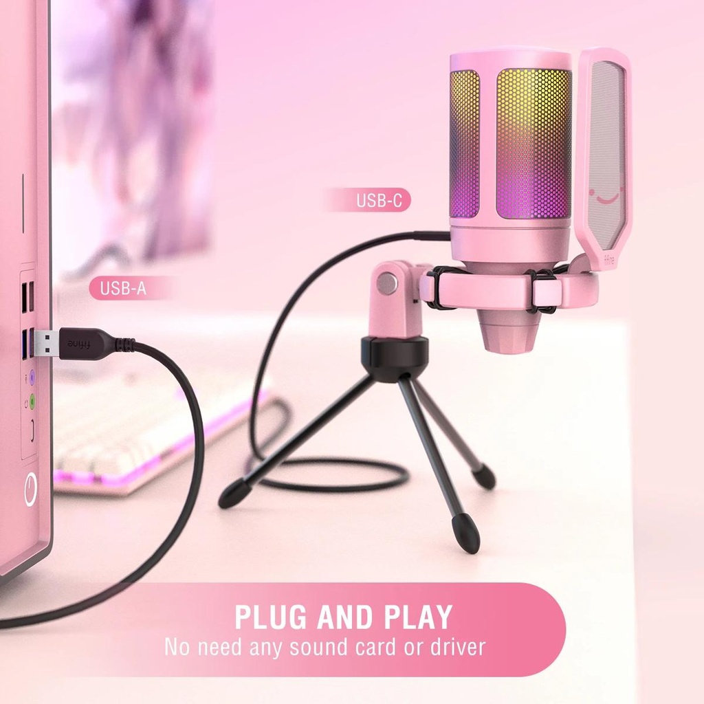 Microfono rosa streaming podcast USB - FIFINE