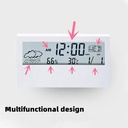 Reloj Alarma LED Transparente con reloj, humedad y termometro