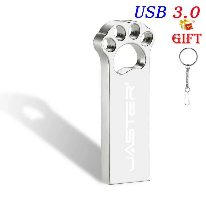 (USB Plata 3.0 16GB) USB 3.0 Metalico Patita de gato, 16 GB