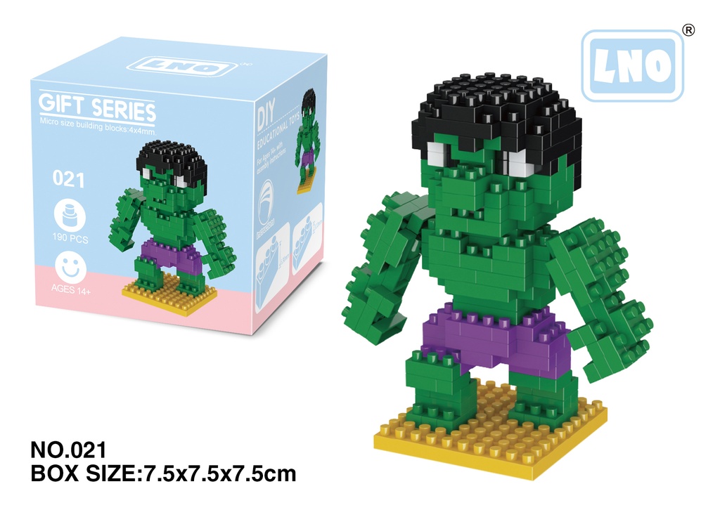 (Hulk) Micro bloques estilo lego de Marvel