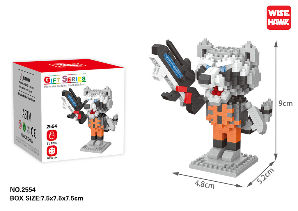 (Rocket Mapache) Micro bloques estilo lego de Marvel