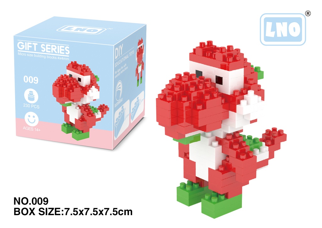 (Yoshi Rojo) Micro bloques estilo lego de Nintendo