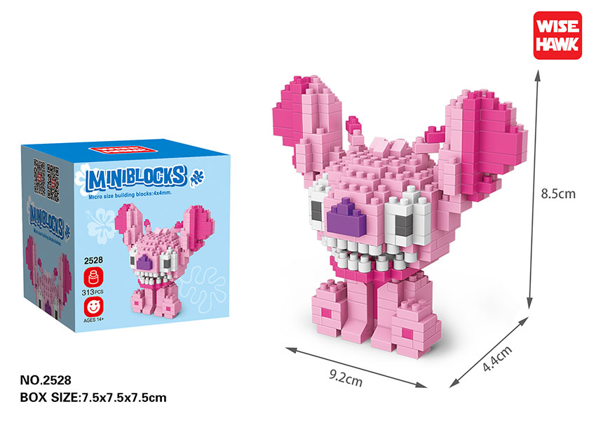 (Stitch Rosa Arriba (Angel)) Micro bloques estilo lego de Lilo y Stitch,Disney