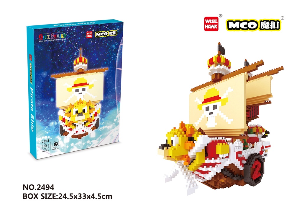 (One Piece Thousand Sunny) Micro bloques estilo lego de One Piece