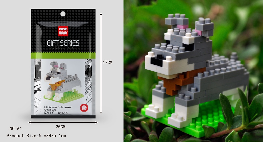 (Schnauzer miniatura (perro)) Micro bloques estilo lego de Animal