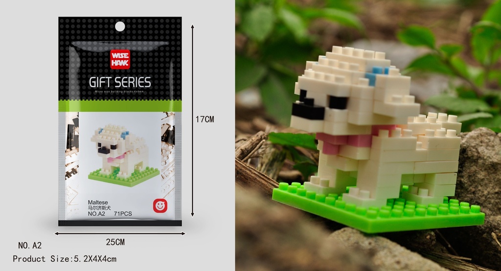 (Maltés (perro)) Micro bloques estilo lego de Animal