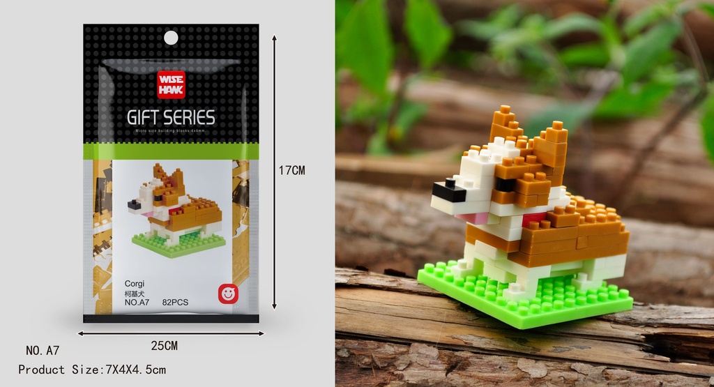 (Corgi (perro)) Micro bloques estilo lego de Animal