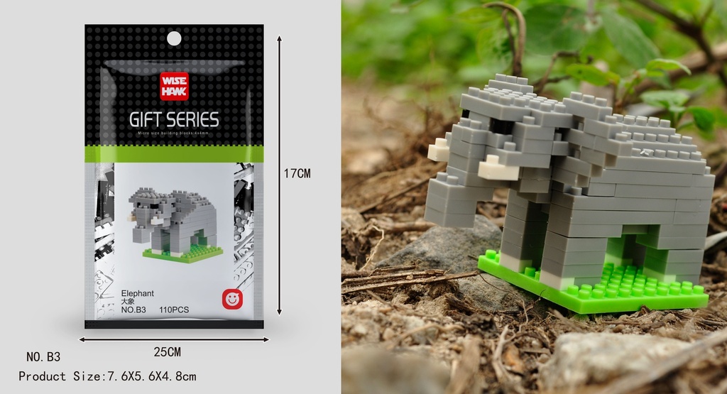 (Elefante) Micro bloques estilo lego de Animal