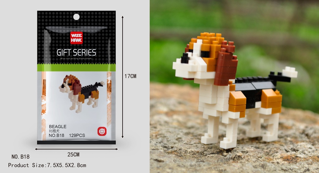 (Beagle (perro)) Micro bloques estilo lego de Animal