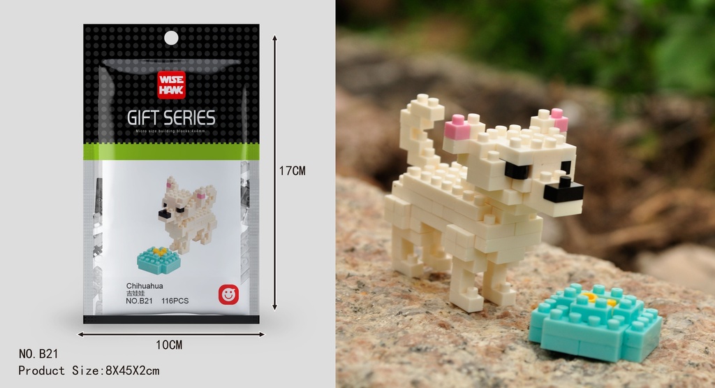 (Chihuahua (perro)) Micro bloques estilo lego de Animal