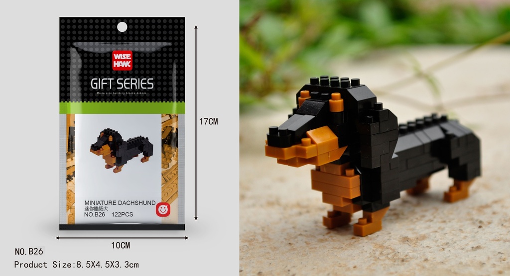 (Dachshund miniatura (perro)) Micro bloques estilo lego de Animal