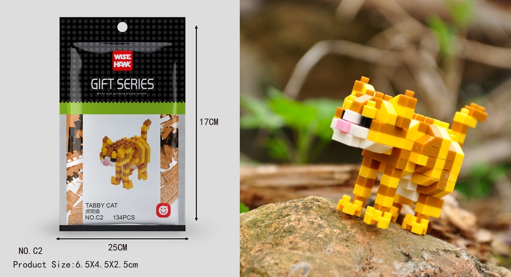 (Gato atigrado (gato)) Micro bloques estilo lego de Animal