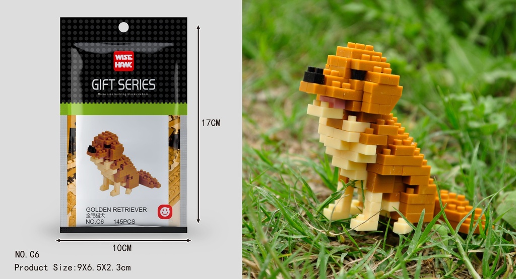 (Golden Retriever (perro)) Micro bloques estilo lego de Animal