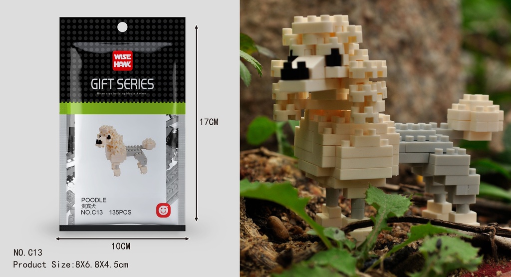 (Poodle (perro)) Micro bloques estilo lego de Animal