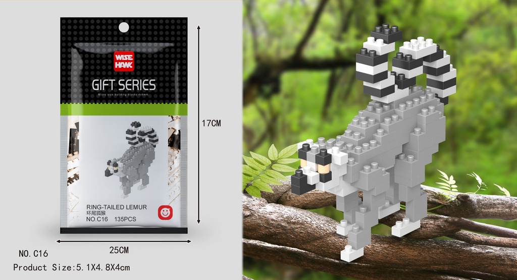 (Lémur de cola anillada) Micro bloques estilo lego de Animal