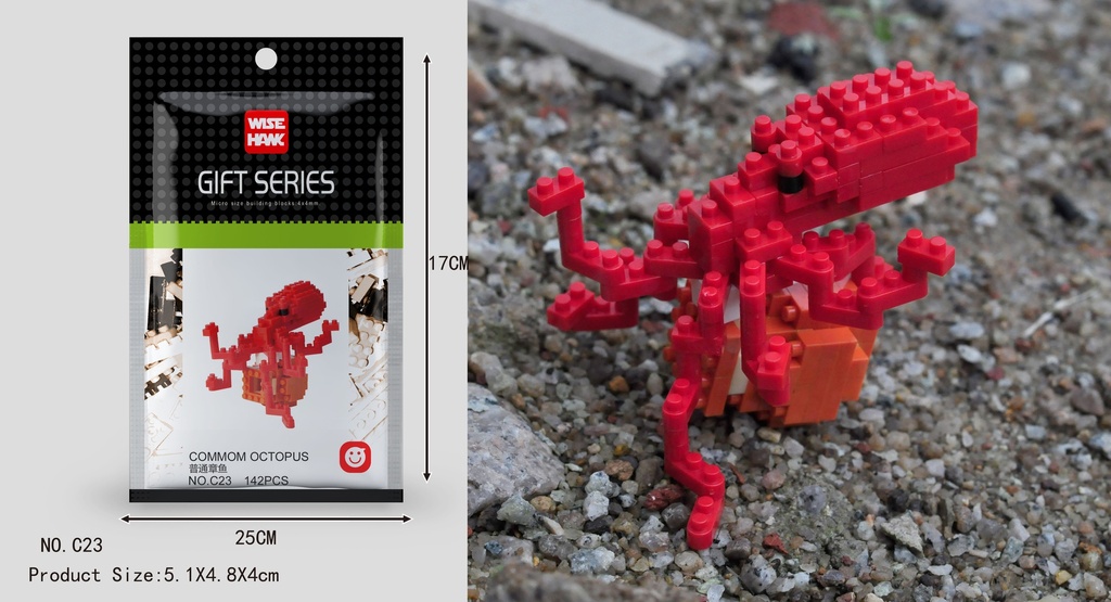 (Pulpo común) Micro bloques estilo lego de Animal