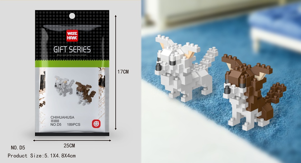 (Chihuahua (perro)) Micro bloques estilo lego de Animal