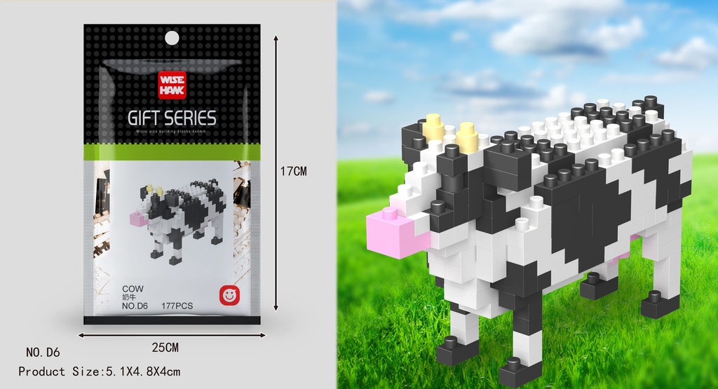 (Vaca) Micro bloques estilo lego de Animal