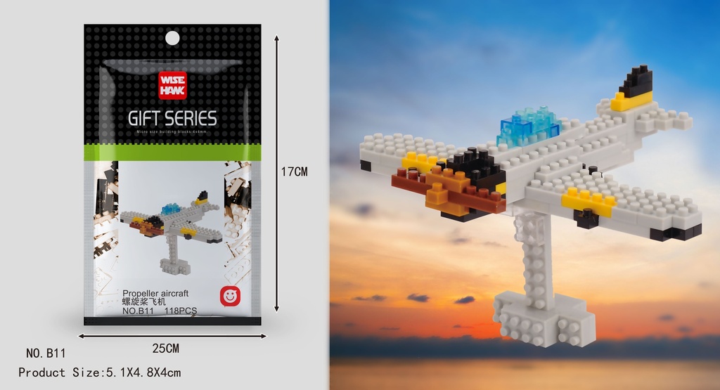 (Avión de hélice) Micro bloques estilo lego de Vehiculo