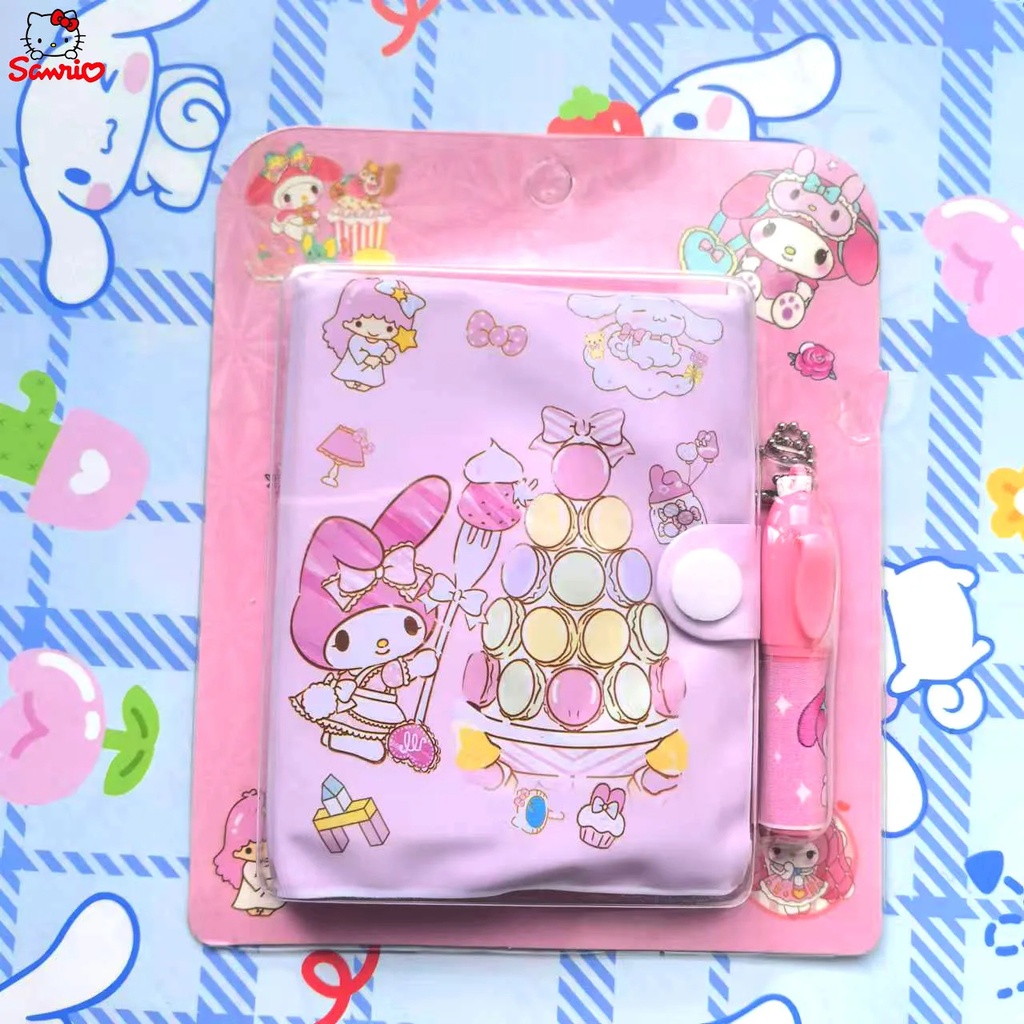 (My Melody) Mini agenda cuaderno portatil kawaii sanrio hello kitty A7 con lapiz tinta, libreta de notas