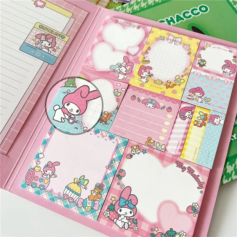 (Mymelody) cuaderno libreta y notas adhesivas sticky notes sanrio hello kitty estudiantil escolar oficina kawaii