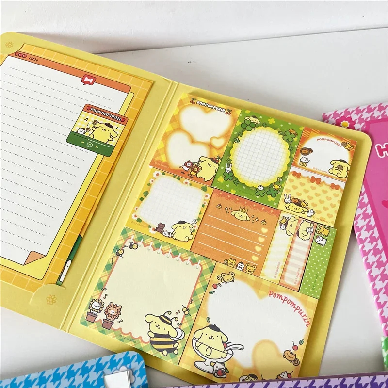 (Pompompurin) cuaderno libreta y notas adhesivas sticky notes sanrio hello kitty estudiantil escolar oficina kawaii