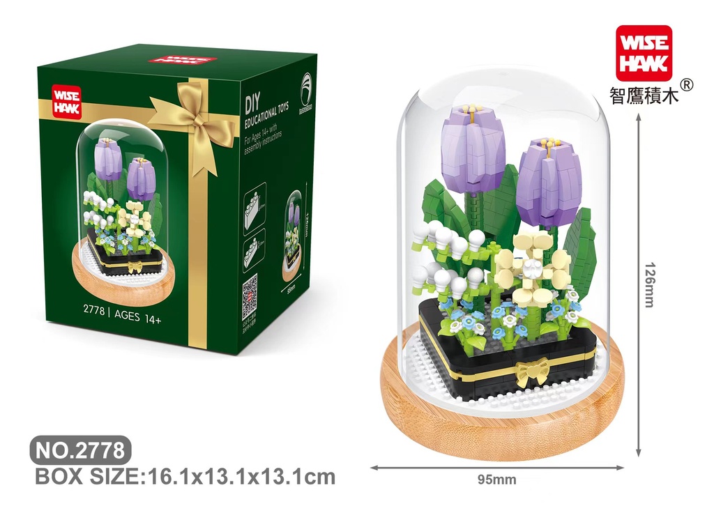(Tulipan) Micro bloques estilo lego de Flor