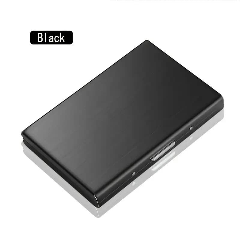 (Negro) Tarjetero billetera Portatarjetas de Acero Inoxidable Premium con Bloqueo RFID para Hombres