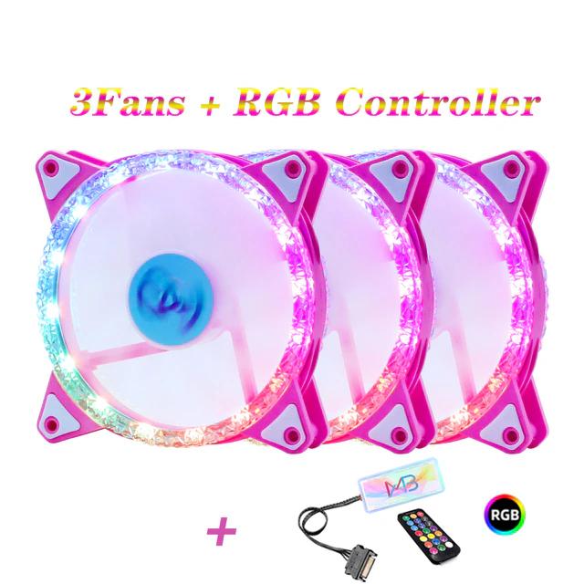 Ventilador para PC Rosado RGB - Wovibo (WOVIBO-3FANRGB)