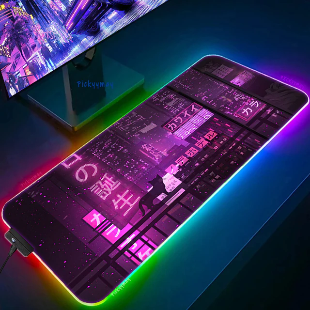 Mousepad gamer XL RGB Neon 800x300x4mm