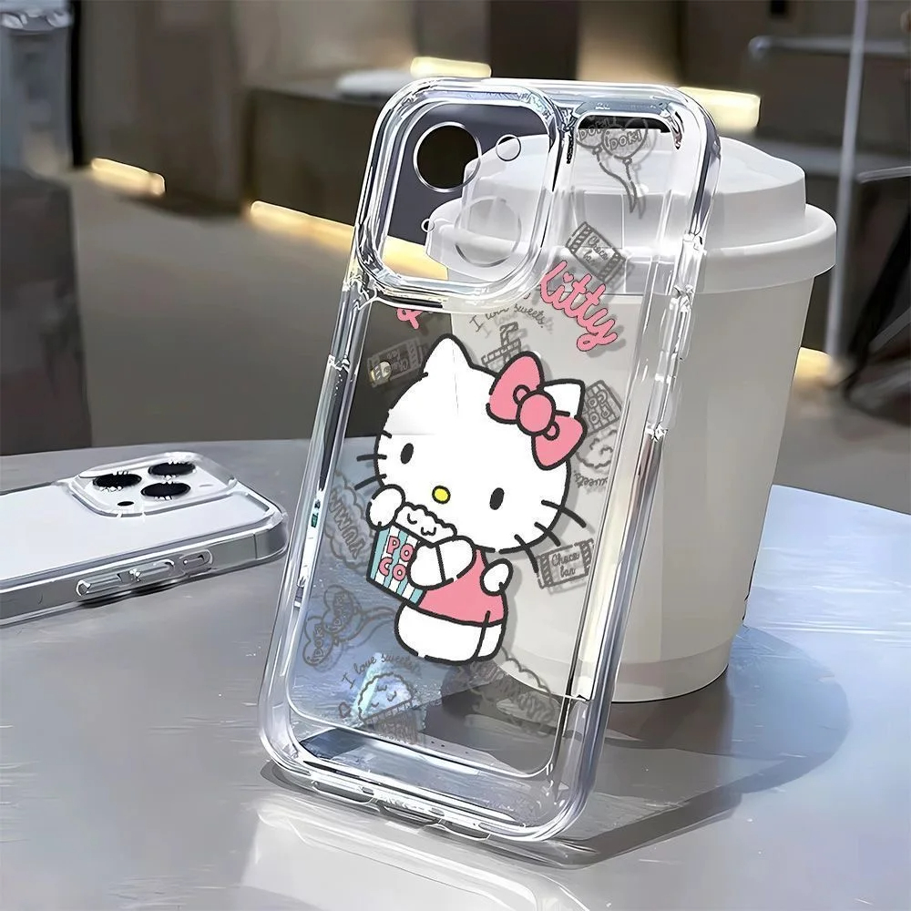 (iPhone 15 Pro Max) iPhone Case Cover para celular transparante de hello kitty sanrio kawaii