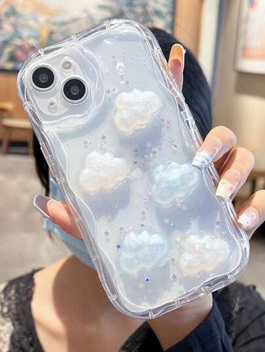 [CBRT-00001] (iPhone 12 Pro Max) Patron de Nube transparente funda cobertor estuche de teléfono celular Kawaii