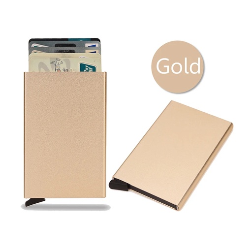 [DIENQI-00010] (Oro) Tarjetero metalico automatico minimalista