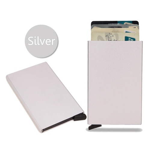 [DIENQI-00011] (Plata) Tarjetero metalico automatico minimalista