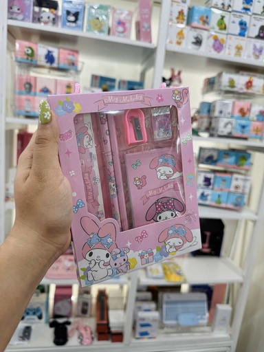 [SANR-00026] My Melody set sanrio hello kitty de materiales para estudiantes, regla, 2 lapices, sacapunta, borrador y notas