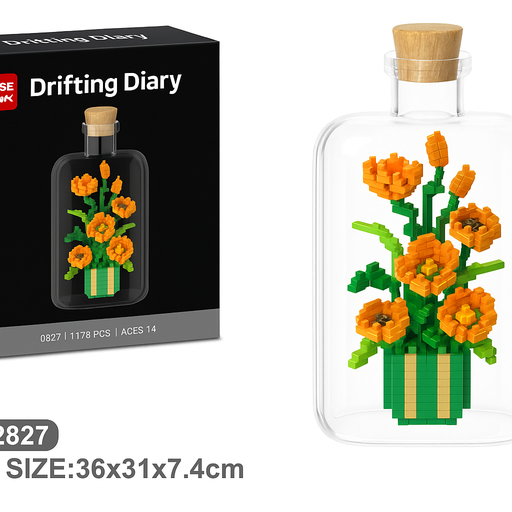 [LNO-02827] (Naranja) Micro bloques estilo lego de Flor