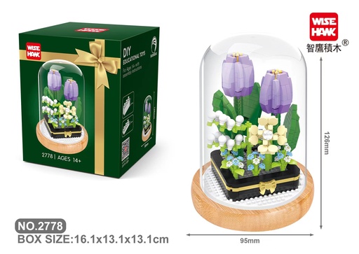 [LNO-02778] (Tulipan) Micro bloques estilo lego de Flor