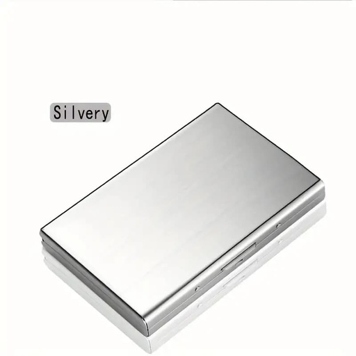 [NONE-00021] (Plata) Tarjetero billetera Portatarjetas de Acero Inoxidable Premium con Bloqueo RFID para Hombres