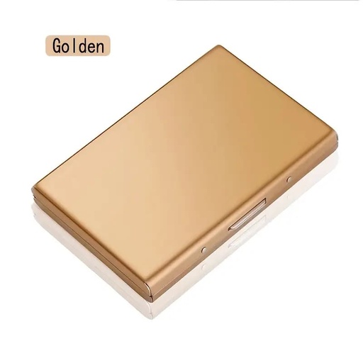 [NONE-00020] (Oro) Tarjetero billetera Portatarjetas de Acero Inoxidable Premium con Bloqueo RFID para Hombres