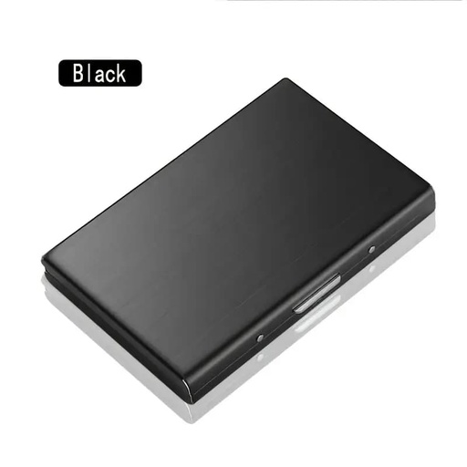 [NONE-00019] (Negro) Tarjetero billetera Portatarjetas de Acero Inoxidable Premium con Bloqueo RFID para Hombres