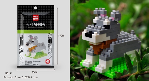 [LNO-000A1] (Schnauzer miniatura (perro)) Micro bloques estilo lego de Animal