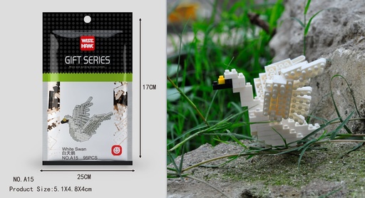 [LNO-00A15] (Cisne blanco) Micro bloques estilo lego de Animal