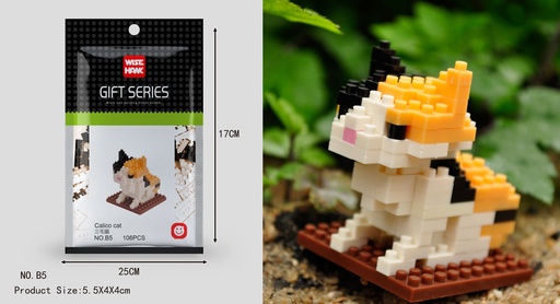 [LNO-000B5] (Gato calicó (gato)) Micro bloques estilo lego de Animal