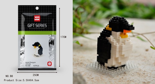 [LNO-000B8] (Pingüino adulto) Micro bloques estilo lego de Animal