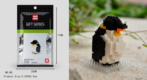 [LNO-000B8] (Pingüino adulto) Micro bloques estilo lego de Animal