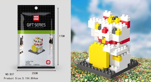 [LNO-00B37] (Gato de la suerte (gato)) Micro bloques estilo lego de Animal